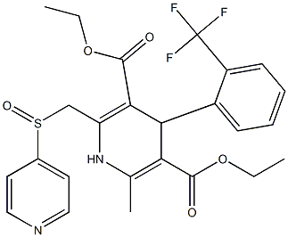 1,4-ジヒドロ-4-(2-トリフルオロメチルフェニル)-6-メチル-2-[(4-ピリジニルスルフィニル)メチル]ピリジン-3,5-ジカルボン酸ジエチル 化学構造式