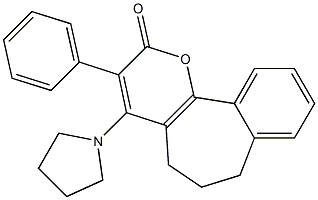 3-Phenyl-4-(1-pyrrolidinyl)-6,7-dihydrobenzo[6,7]cyclohepta[1,2-b]pyran-2(5H)-one Structure