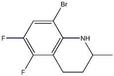 8-ブロモ-5,6-ジフルオロ-1,2,3,4-テトラヒドロ-2-メチルキノリン 化学構造式