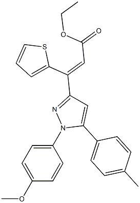 (Z)-3-(2-Thienyl)-3-[[1-(4-methoxyphenyl)-5-(4-methylphenyl)-1H-pyrazol]-3-yl]propenoic acid ethyl ester,,结构式