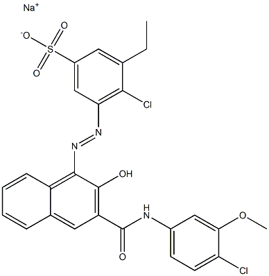 4-Chloro-3-ethyl-5-[[3-[[(4-chloro-3-methoxyphenyl)amino]carbonyl]-2-hydroxy-1-naphtyl]azo]benzenesulfonic acid sodium salt Structure