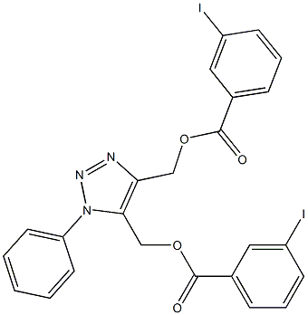 1-フェニル-1H-1,2,3-トリアゾール-4,5-ビス(メタノール)ビス(3-ヨードベンゾアート) 化学構造式
