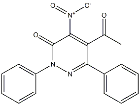 2-Phenyl-4-nitro-5-acetyl-6-phenylpyridazin-3(2H)-one Struktur