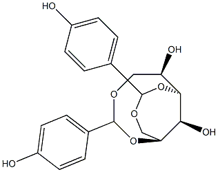 1-O,5-O:3-O,6-O-ビス(4-ヒドロキシベンジリデン)-L-グルシトール 化学構造式