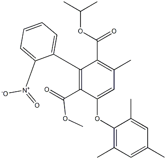 3-メチル-5-メシチルオキシ-6-メトキシカルボニル-2'-ニトロ-1,1'-ビフェニル-2-カルボン酸イソプロピル 化学構造式