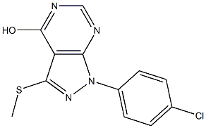 3-メチルチオ-1-(4-クロロフェニル)-1H-ピラゾロ[3,4-d]ピリミジン-4-オール 化学構造式