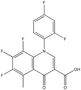 1-(2,4-ジフルオロフェニル)-1,4-ジヒドロ-4-オキソ-5-メチル-6,7,8-トリフルオロキノリン-3-カルボン酸 化学構造式