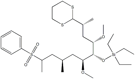 (2R,4S,5R,6S,8R)-5-Triethylsilyloxy-2-(1,3-dithian-2-yl)-4,6-dimethoxy-8-methyl-10-phenylsulfonylundecane Struktur