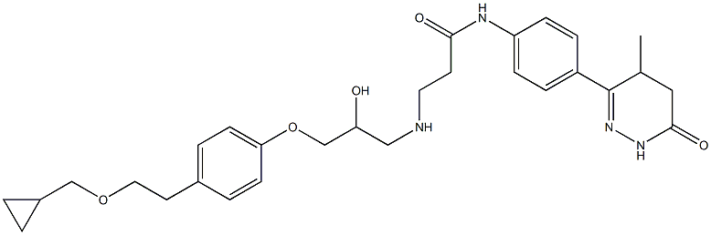 3-[[3-[4-[2-(Cyclopropylmethoxy)ethyl]phenoxy]-2-hydroxypropyl]amino]-N-[4-[(1,4,5,6-tetrahydro-4-methyl-6-oxopyridazin)-3-yl]phenyl]propanamide 结构式