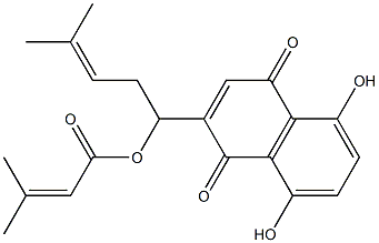 2-[1-(3-Methyl-2-butenoyloxy)-4-methyl-3-pentenyl]-5,8-dihydroxy-1,4-naphthoquinone 结构式