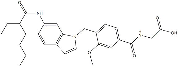 [4-[6-(2-Ethylhexanoylamino)-1H-indol-1-ylmethyl]-3-methoxybenzoylamino]acetic acid Structure