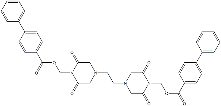 4,4'-Ethylenebis(2,6-dioxopiperazine-1-methanol)bis(4-phenylbenzoate) Structure