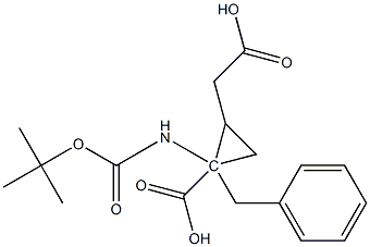 2-(カルボキシメチル)-1-[(tert-ブトキシカルボニル)アミノ]シクロプロパン-1-カルボン酸1-ベンジル 化学構造式