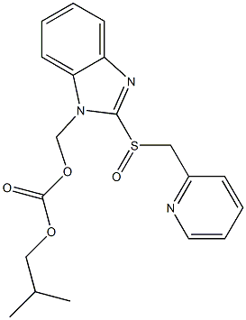 1-[(2-メチルプロピルオキシカルボニルオキシ)メチル]-2-[(2-ピリジニル)メチルスルフィニル]-1H-ベンゾイミダゾール 化学構造式