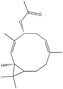 (1S,2E,4R,6E)-3,7,11,11-Tetramethylbicyclo[8.1.0]undeca-2,6-dien-4-ol acetate Structure