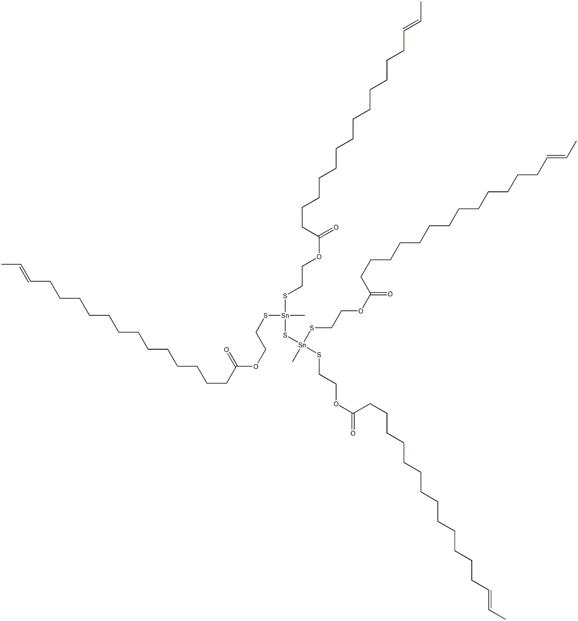 Bis[methylbis[[2-(14-hexadecenylcarbonyloxy)ethyl]thio]stannyl] sulfide Structure