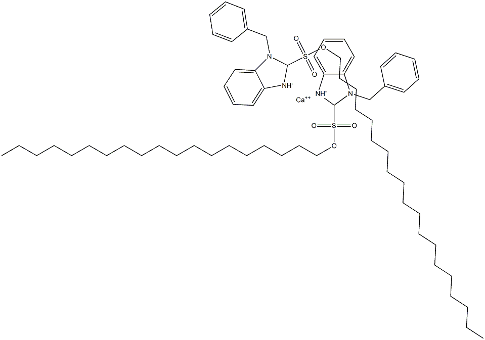 Bis(1-benzyl-2,3-dihydro-2-nonadecyl-1H-benzimidazole-2-sulfonic acid)calcium salt,,结构式