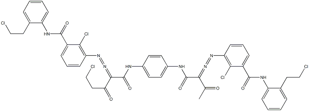 3,3'-[2-(Chloromethyl)-1,4-phenylenebis[iminocarbonyl(acetylmethylene)azo]]bis[N-[2-(2-chloroethyl)phenyl]-2-chlorobenzamide],,结构式
