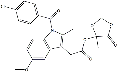 1-(4-Chlorobenzoyl)-5-methoxy-2-methyl-1H-indol-3-ylacetic acid 5-methyl-4-oxo-1,3-dioxolan-5-yl ester,,结构式