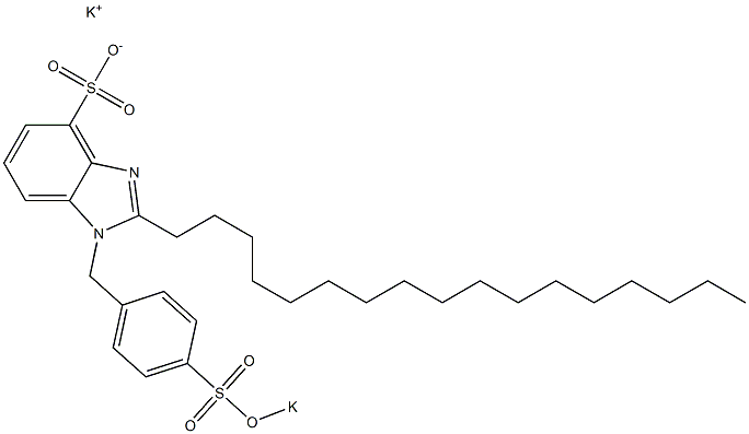 1-[4-(Potassiooxysulfonyl)benzyl]-2-heptadecyl-1H-benzimidazole-4-sulfonic acid potassium salt Struktur