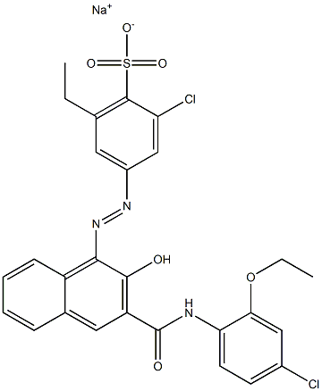 2-Chloro-6-ethyl-4-[[3-[[(4-chloro-2-ethoxyphenyl)amino]carbonyl]-2-hydroxy-1-naphtyl]azo]benzenesulfonic acid sodium salt,,结构式