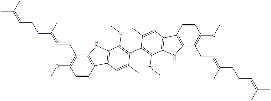  8,8'-Bis[(2E)-3,7-dimethyl-2,6-octadienyl]-3,3'-dimethyl-1,1',7,7'-tetramethoxy-2,2'-bi(9H-carbazole)