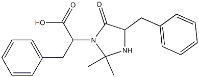 2-(2,2-Dimethyl-4-oxo-5-benzylimidazolidin-3-yl)-3-phenylpropanoic acid Structure