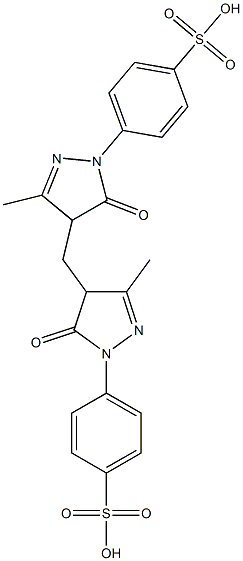 4,4'-メチレンビス[1-(p-スルホフェニル)-3-メチル-1H-ピラゾール-5(4H)-オン] 化学構造式