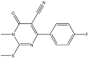 2-[メチルチオ]-3-メチル-4-オキソ-6-(4-フルオロフェニル)ピリミジン-5-カルボニトリル 化学構造式