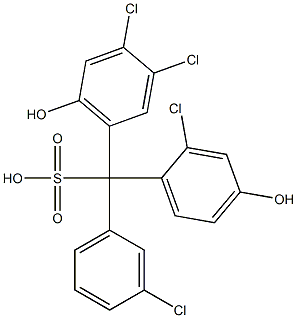 (3-Chlorophenyl)(2-chloro-4-hydroxyphenyl)(3,4-dichloro-6-hydroxyphenyl)methanesulfonic acid Struktur