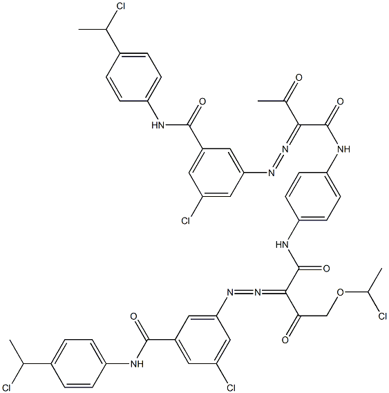 3,3'-[2-[(1-Chloroethyl)oxy]-1,4-phenylenebis[iminocarbonyl(acetylmethylene)azo]]bis[N-[4-(1-chloroethyl)phenyl]-5-chlorobenzamide] Structure