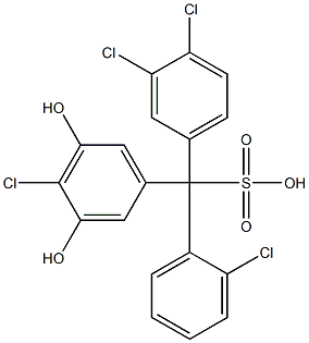 (2-Chlorophenyl)(3,4-dichlorophenyl)(4-chloro-3,5-dihydroxyphenyl)methanesulfonic acid Structure