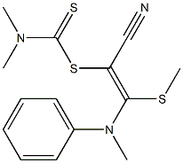 Dimethyldithiocarbamic acid [1-cyano-2-(N-methylanilino)-2-methylthiovinyl] ester,,结构式