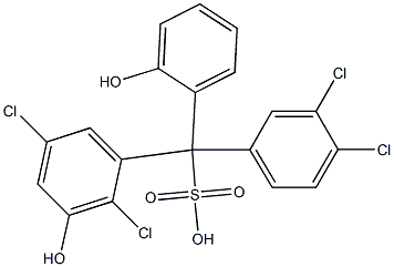 (3,4-ジクロロフェニル)(2,5-ジクロロ-3-ヒドロキシフェニル)(2-ヒドロキシフェニル)メタンスルホン酸 化学構造式