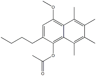 1-Acetoxy-2-butyl-4-methoxy-5-methyl-6-methyl-7-methyl-8-methylnaphthalene Struktur