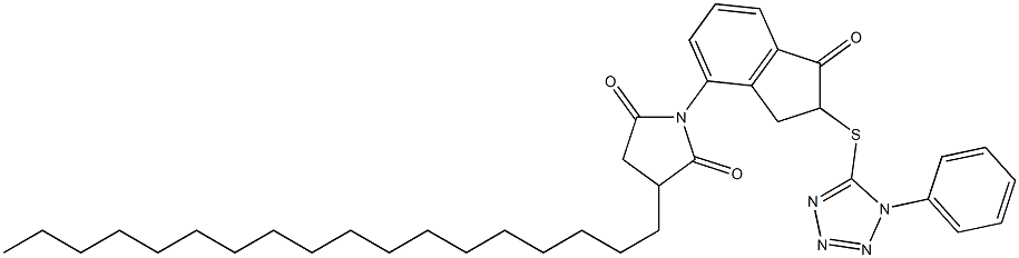2-[(1-フェニル-1H-テトラゾール-5-イル)チオ]-4-(3-オクタデシル-2,5-ジオキソ-1-ピロリジニル)-2,3-ジヒドロ-1H-インデン-1-オン 化学構造式