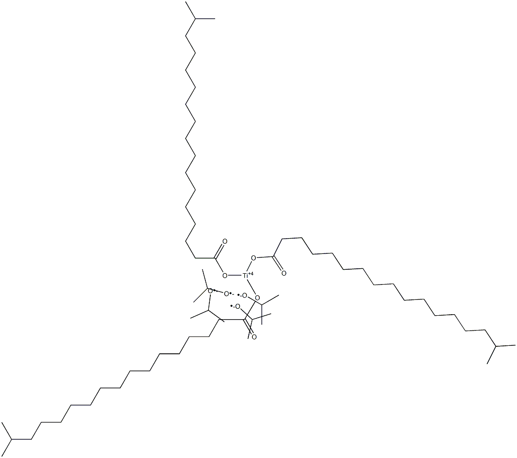 Tris(16-methylheptadecanoic acid)isopropoxytitanium(IV) salt Structure