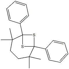 2,2,5,5-Tetramethyl-1,6-diphenyl-7,8-dithiabicyclo[4.1.1]octane Struktur