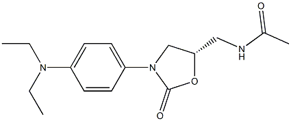 (5S)-5-アセチルアミノメチル-3-[4-ジエチルアミノフェニル]オキサゾリジン-2-オン 化学構造式