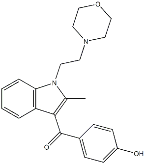 3-(4-ヒドロキシベンゾイル)-2-メチル-1-[2-モルホリノエチル]-1H-インドール 化学構造式