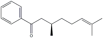 (R)-3,7-ジメチル-1-フェニル-6-オクテン-1-オン 化学構造式