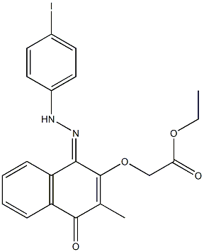 [[[1,4-Dihydro-1-[[[4-iodophenyl]amino]imino]-3-methyl-4-oxonaphthalen]-2-yl]oxy]acetic acid ethyl ester,,结构式