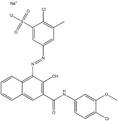 2-Chloro-3-methyl-5-[[3-[[(4-chloro-3-methoxyphenyl)amino]carbonyl]-2-hydroxy-1-naphtyl]azo]benzenesulfonic acid sodium salt Structure