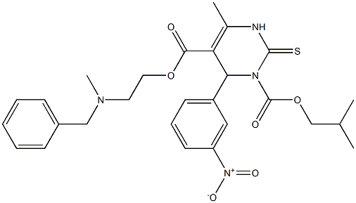 1,2,3,4-Tetrahydro-4-(3-nitrophenyl)-6-methyl-2-thioxopyrimidine-3,5-dicarboxylic acid 3-(2-methylpropyl)5-[2-[benzyl(methyl)amino]ethyl] ester,,结构式