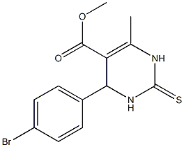 1,2,3,4-テトラヒドロ-6-メチル-2-チオキソ-4-(4-ブロモフェニル)ピリミジン-5-カルボン酸メチル 化学構造式
