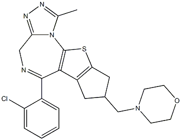 4-[[[6-(2-クロロフェニル)-8,9-ジヒドロ-1-メチル-4H,7H-シクロペンタ[4,5]チエノ[3,2-f][1,2,4]トリアゾロ[4,3-a][1,4]ジアゼピン]-8-イル]メチル]モルホリン 化学構造式