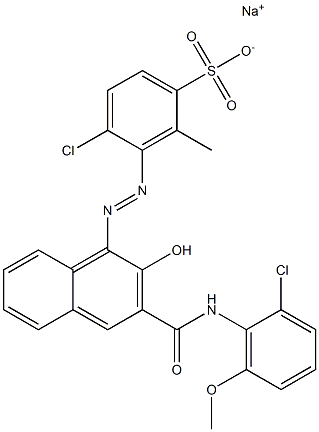 4-クロロ-2-メチル-3-[[3-[[(2-クロロ-6-メトキシフェニル)アミノ]カルボニル]-2-ヒドロキシ-1-ナフチル]アゾ]ベンゼンスルホン酸ナトリウム 化学構造式