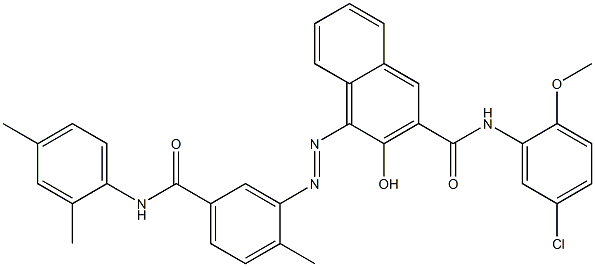 N-(5-Chloro-2-methoxyphenyl)-3-hydroxy-4-[2-methyl-5-(2,4-dimethylphenylcarbamoyl)phenylazo]-2-naphthamide Struktur