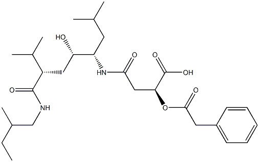 (2S,4S,5S)-5-[[(3S)-3-Carboxy-3-(phenylacetyloxy)propanoyl]amino]-4-hydroxy-2-isopropyl-7-methyl-N-[(2S)-2-methylbutyl]octanamide,,结构式