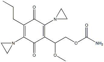 3-Propyl-6-[1-methoxy-2-(carbamoyloxy)ethyl]-2,5-di(1-aziridinyl)-p-benzoquinone 结构式